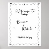 Hand getrokken krabbellijn illustraties bruiloft poster (Voorkant)