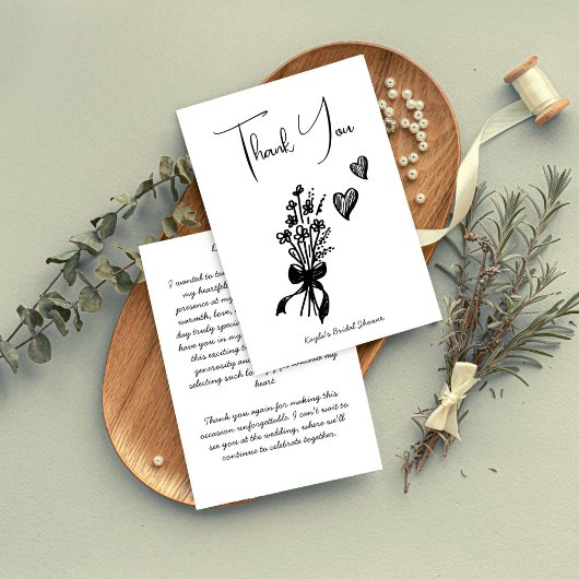 Hand getrokken krabbelschets minimalist dank u bedankkaart