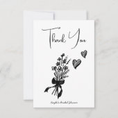 Hand getrokken krabbelschets minimalist dank u bedankkaart (Voorkant)