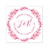 Hand getrokken krans bruiloft Initialen retour adr Zelfinktende Stempel (Design)