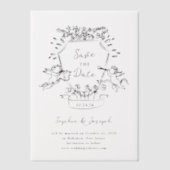 Hand getrokken kuif met cherubs | Save the date Vellum Uitnodigingen (Voorkant)