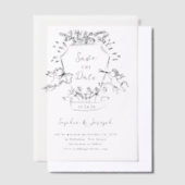 Hand getrokken kuif met cherubs | Save the date Vellum Uitnodigingen (Offset)