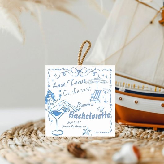 Hand getrokken laatste toast op de kust Bacheloret Bedankjes Labels