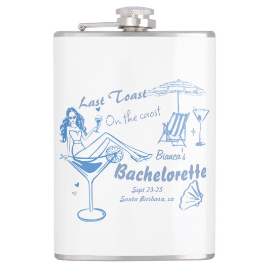 Hand getrokken laatste toast op de kust Bacheloret Heupfles (Voorkant)