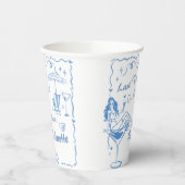 Hand getrokken laatste toast op de kust Bacheloret Papieren Bekers (Links)