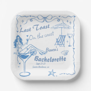 Hand getrokken laatste toast op de kust Bacheloret Papieren Bordje