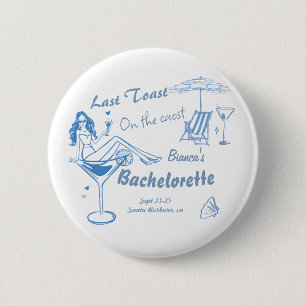 Hand getrokken laatste toast op de kust Bacheloret Ronde Button 5,7 Cm