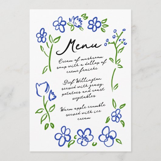 Hand getrokken land bloementuin party diner menu (Voorkant)