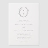 Hand getrokken Laurel Krans Monogram Huwelijk Vellum Uitnodigingen (Voorkant)