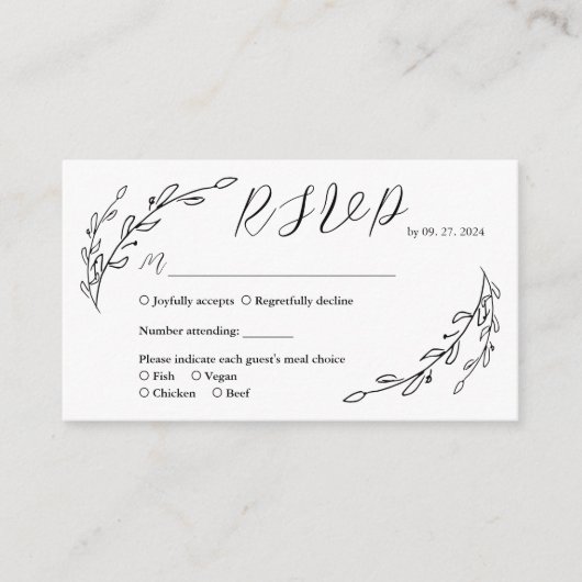 Hand getrokken Laurel RSVP Informatiekaartje (Voorkant)