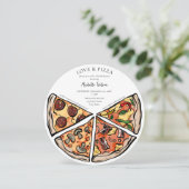 Hand getrokken liefde en pizza Italiaanse bruid Kaart (Staand voorkant)