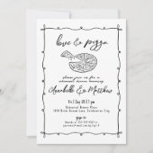 Hand getrokken liefde pizza bruiloft repetitie din kaart (Voorkant)