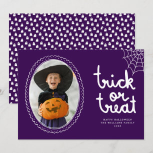 Hand getrokken Lijst Trick or treat Halloween Foto Kaart