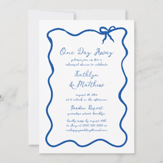 Hand getrokken lint Frans blauw modern één dag weg Kaart (Voorkant)