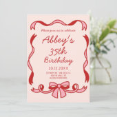 Hand getrokken lint Verjaardag uitnodiging (Staand voorkant)