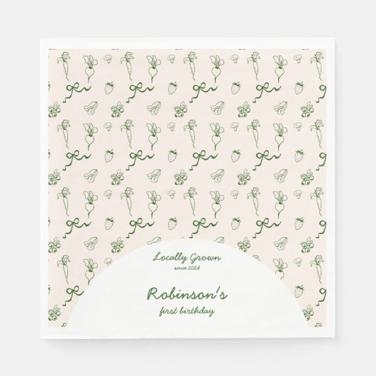 Hand getrokken lokaal geteeld Boerderij 1e verjaar Servet (Voorkant)