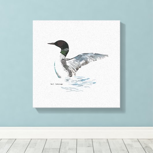 Hand getrokken Loon afbeelding Canvas Afdruk (Insitu (Houten vloer))