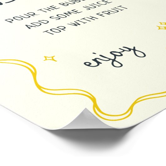 Hand getrokken Main Squeeze Mimosa Bar Poster (Hoek)