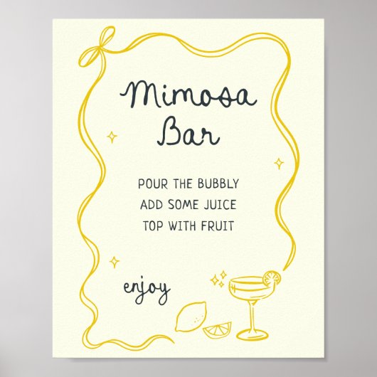 Hand getrokken Main Squeeze Mimosa Bar Poster (Voorkant)