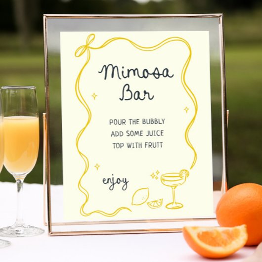 Hand getrokken Main Squeeze Mimosa Bar Poster