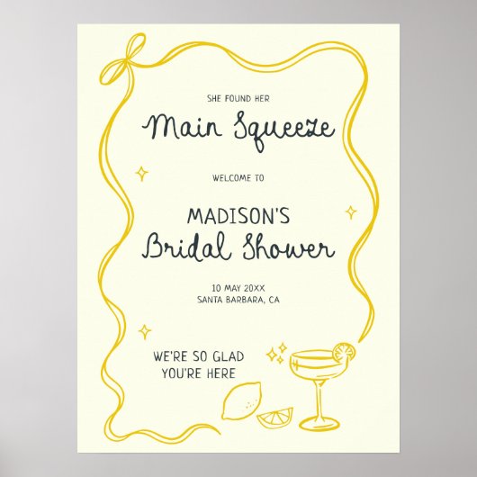 Hand getrokken Main Squeeze Vrijgezellenfeest Welk Poster (Voorkant)