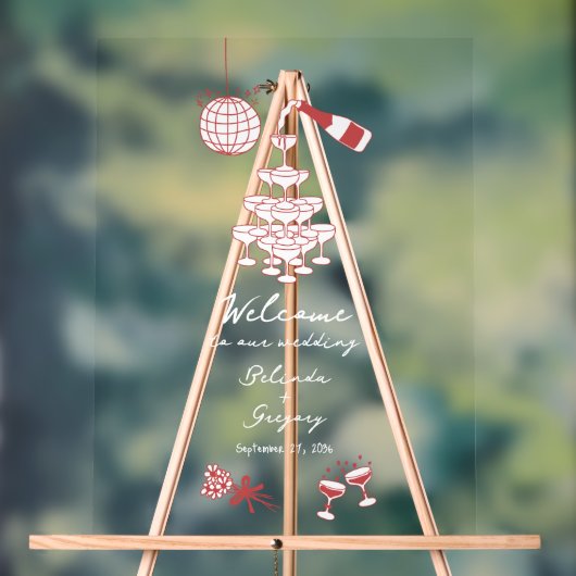 Hand getrokken Maroon Illustraties Doodles bruilof Acryl Bord (Neutraal)