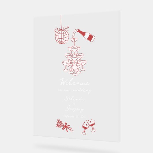 Hand getrokken Maroon Illustraties Doodles bruilof Acryl Bord (Hoek)