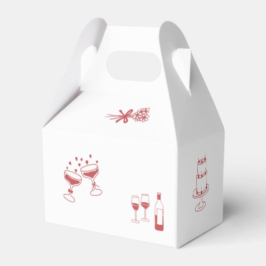 Hand getrokken Maroon Illustraties Doodles bruilof Bedankdoosjes (Achterkant)