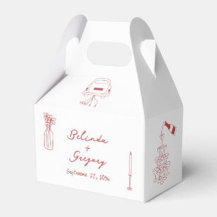 Hand getrokken Maroon Illustraties Doodles bruilof Bedankdoosjes