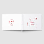 Hand getrokken Maroon Illustraties Doodles bruilof Gastenboek (Volledig)