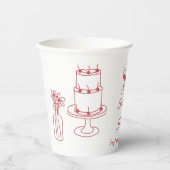 Hand getrokken Maroon Illustraties Doodles bruilof Papieren Bekers (Voorkant)