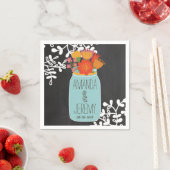 Hand getrokken Mason Jar & Bloemen op krijtbord Servetten (Insitu)