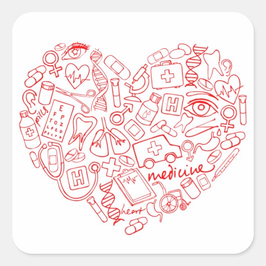 Hand getrokken Medial Doodle Logo Vierkante Sticker (Voorkant)