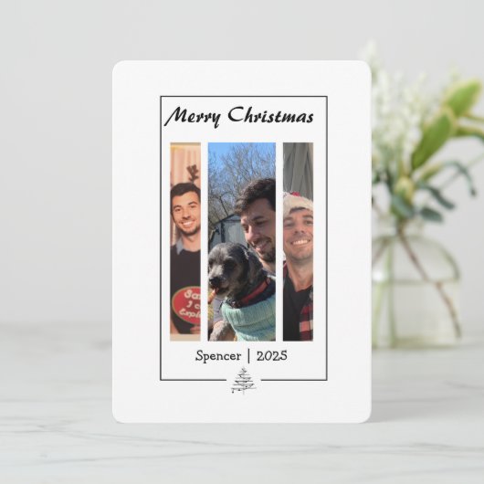 Hand getrokken minimalistische foto strip Kerstmis Feestdagenkaart (Staand voorkant)
