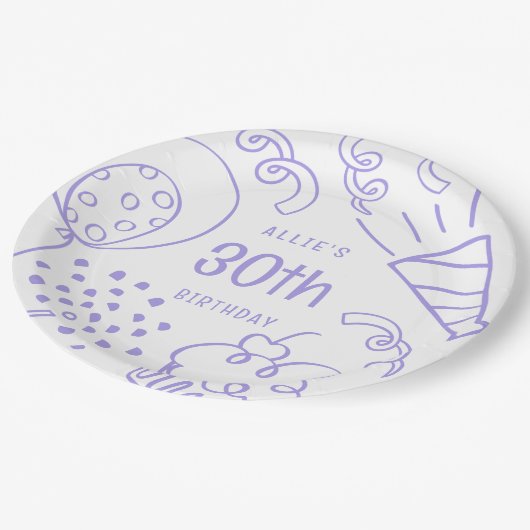 Hand getrokken moderne verjaardag elke leeftijd Sc Papieren Bordje (Gekanteld)