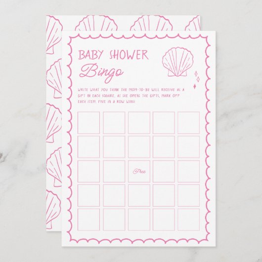 Hand getrokken Ocean Seashell Baby shower Bingo sp Kaart (Voorkant / Achterkant)