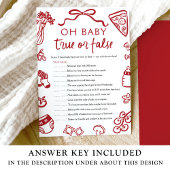 Hand getrokken Oh Baby True of False Baby shower G Kaart