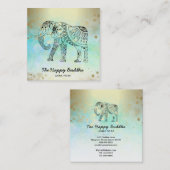 ** Hand getrokken olifant patroon Boeddha goud Vierkante Visitekaartje (Voorkant / Achterkant)