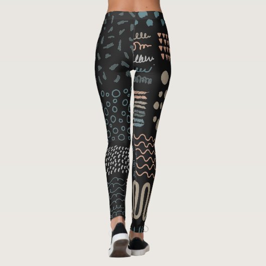 Hand getrokken Ontwerp Elementen Vormen Squiggles  Leggings (Achterkant)