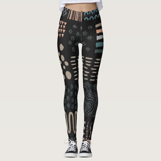 Hand getrokken Ontwerp Elementen Vormen Squiggles Leggings (Voorkant)