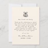 Hand getrokken oud geld bruiloft bedankkaart (Achterkant)