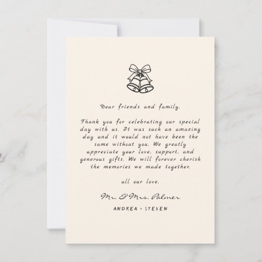 Hand getrokken oud geld bruiloft bedankkaart (Achterkant)