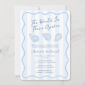 Hand-getrokken Oyster gebraden koppels bruiloft do Kaart (Voorkant)