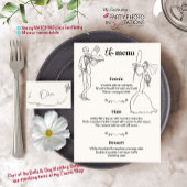 Hand getrokken paar bruiloft Diner Menu