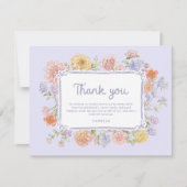 Hand getrokken Paarse Bloemen Vrijgezellenfeest Bedankkaart (Voorkant)