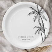 Hand getrokken Palm Trees Beach Destination Weddin Papieren Bordje