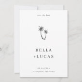 Hand getrokken palmboom Tropische QR code bruiloft Save The Date (Voorkant)