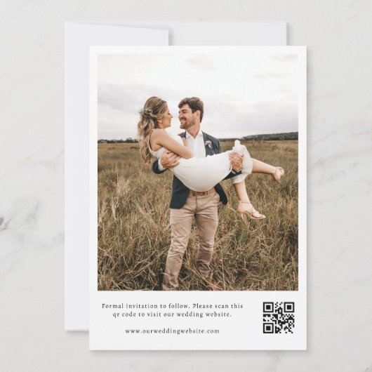 Hand getrokken palmboom Tropische QR code bruiloft Save The Date (Achterkant)
