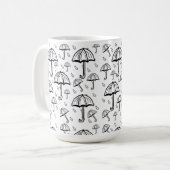 Hand getrokken paraplu en regen koffiemok (Voorkant links)