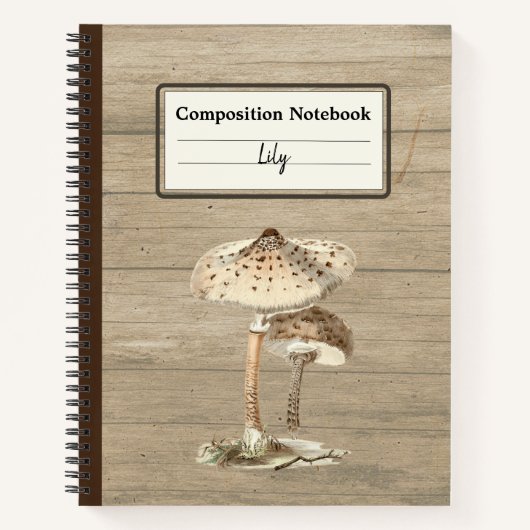 Hand getrokken parasol paddestoel gepersonaliseerd notitieboek (Voorkant)